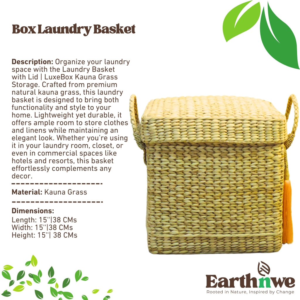 Laundry basket with lid, kauna grass