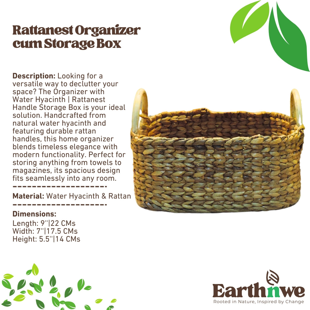 Water hyacinth organizer with rattan handles