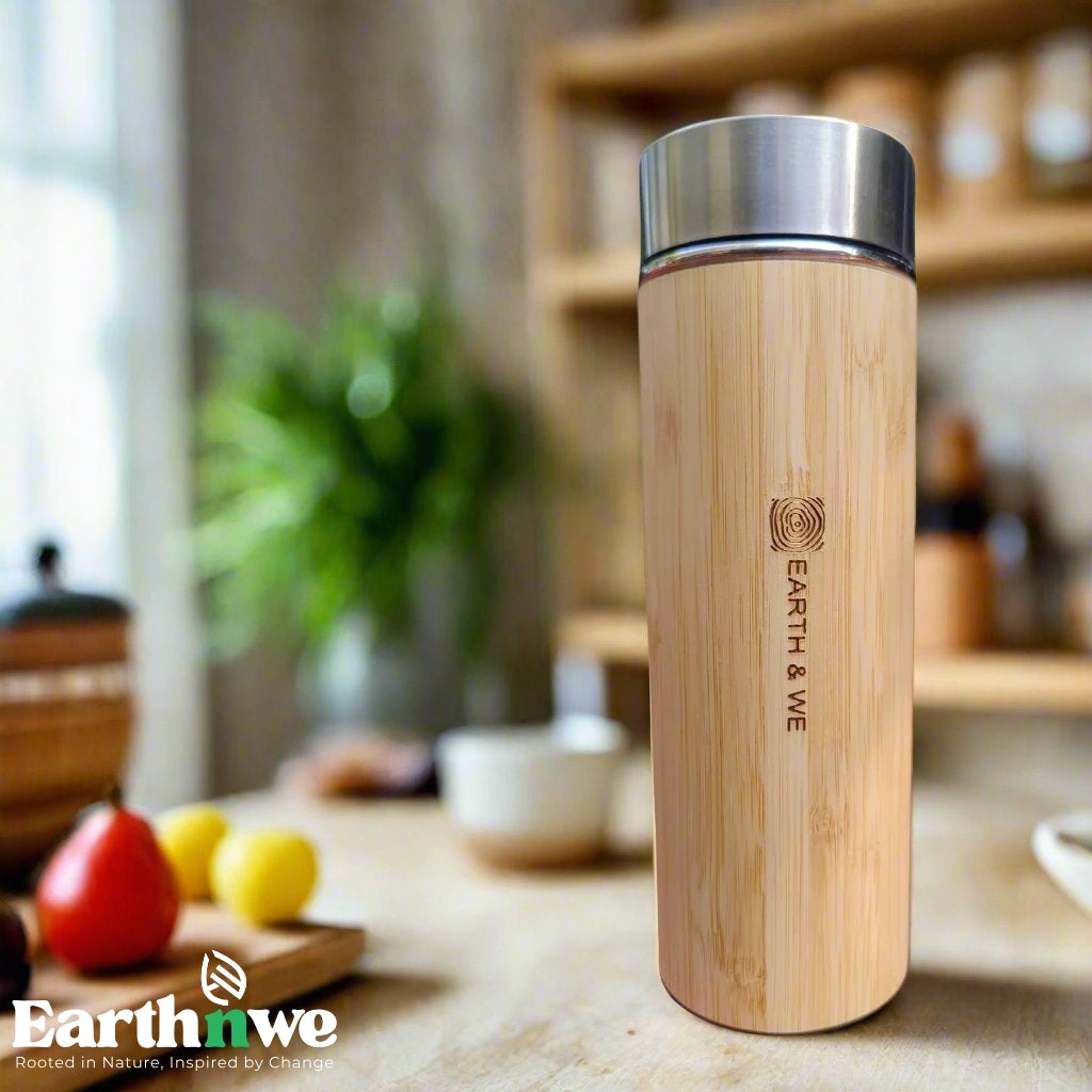 Bamboo bottle with stainless steel interior