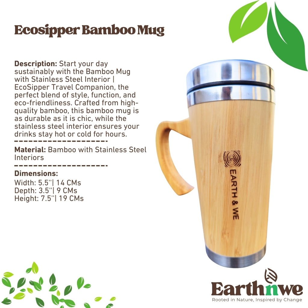 Eco-friendly bamboo mug with stainless interior