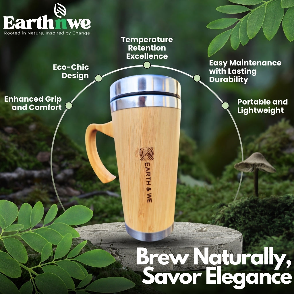 Eco-friendly bamboo mug with stainless interior