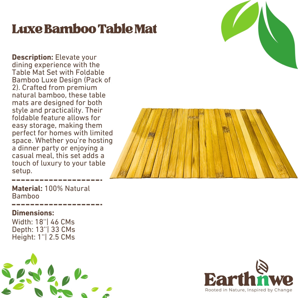 Foldable bamboo table mat set for dining