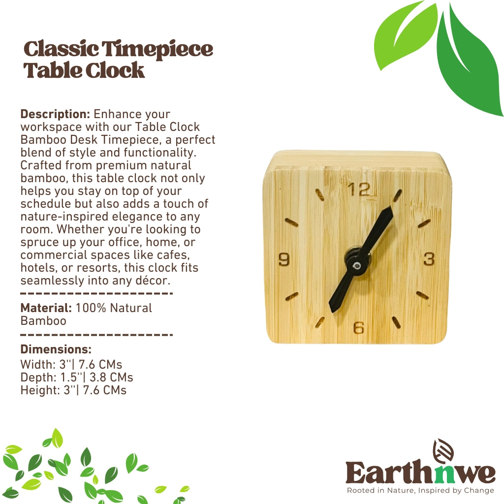 Bamboo table clock for modern decor