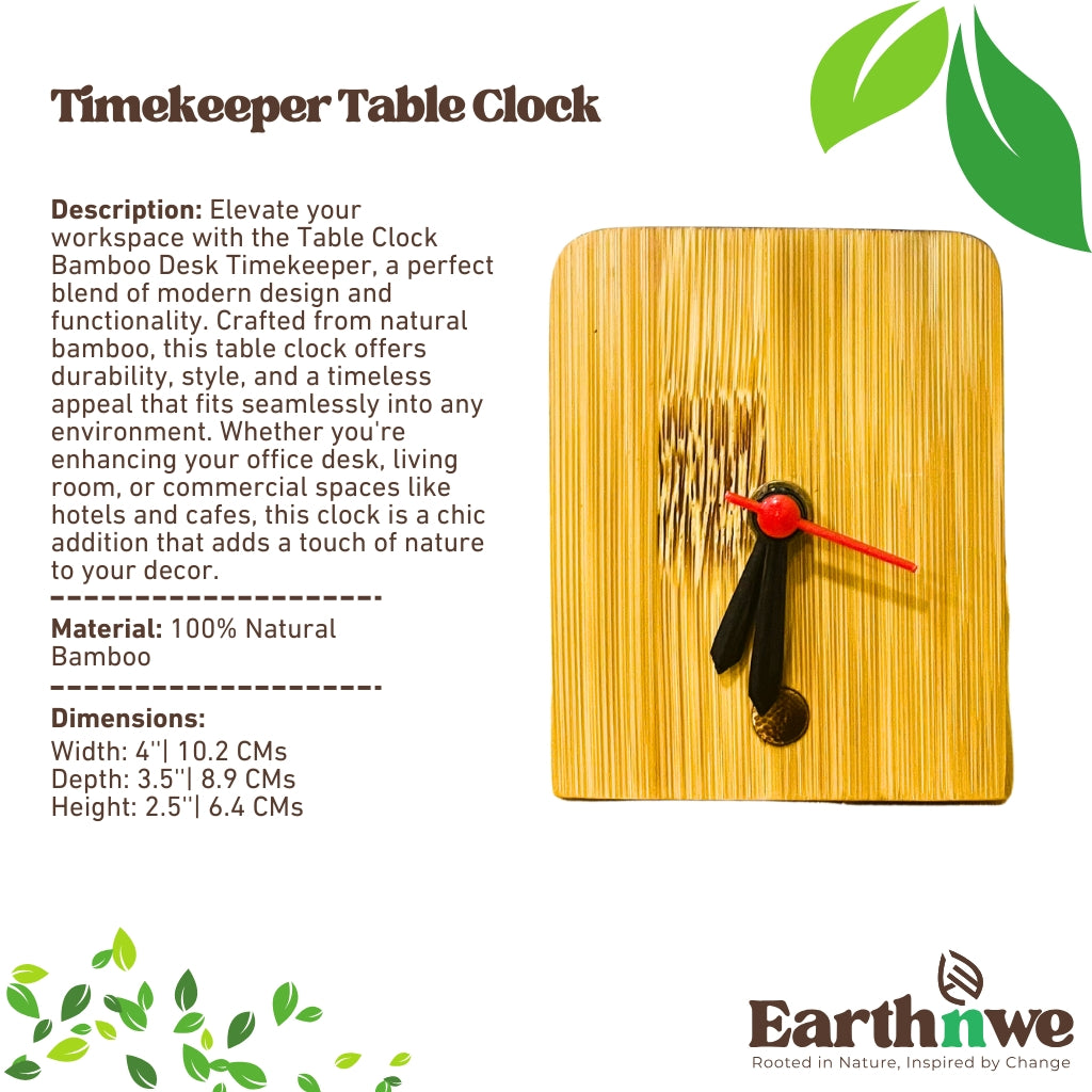 Bamboo table clock for modern decor