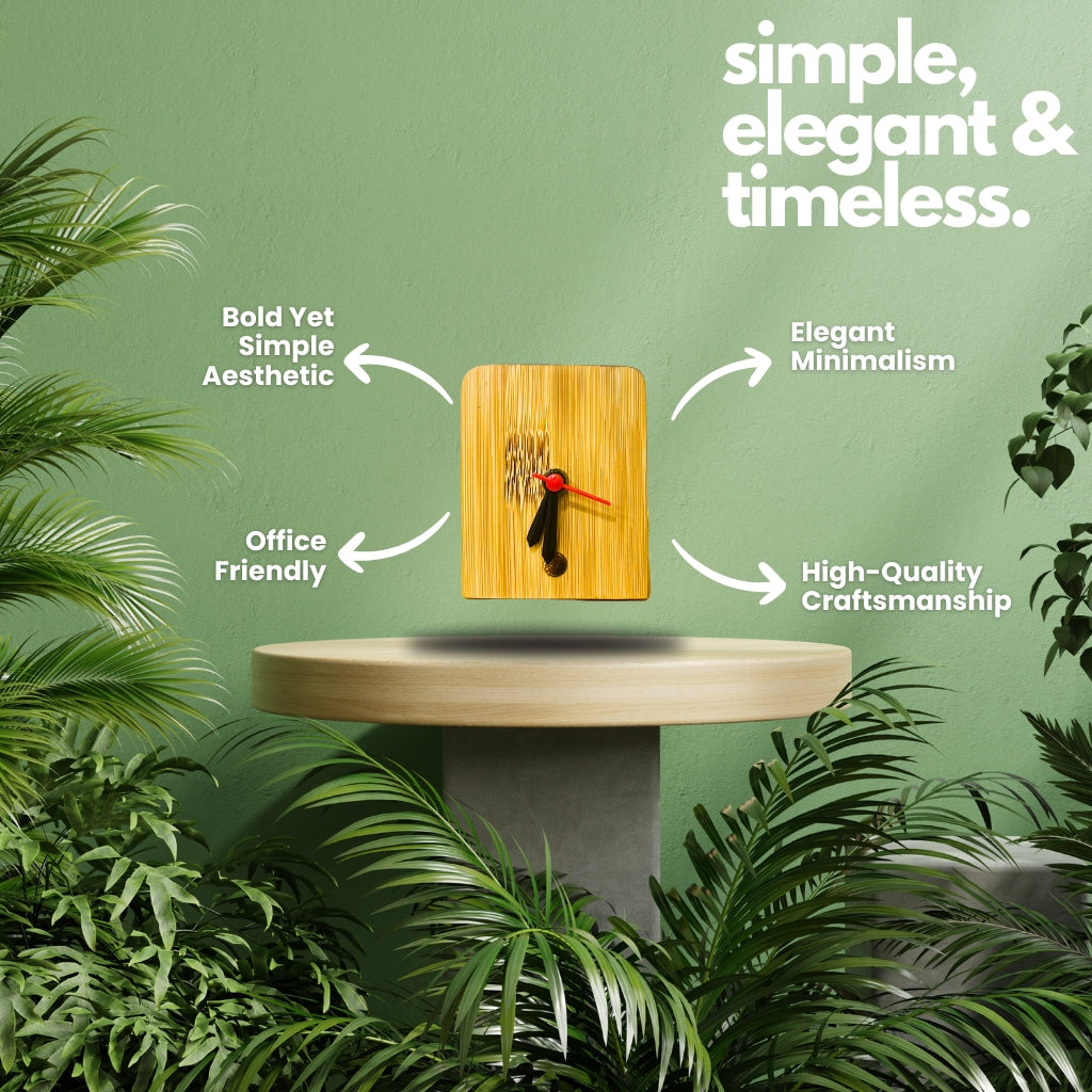 Bamboo table clock for modern decor