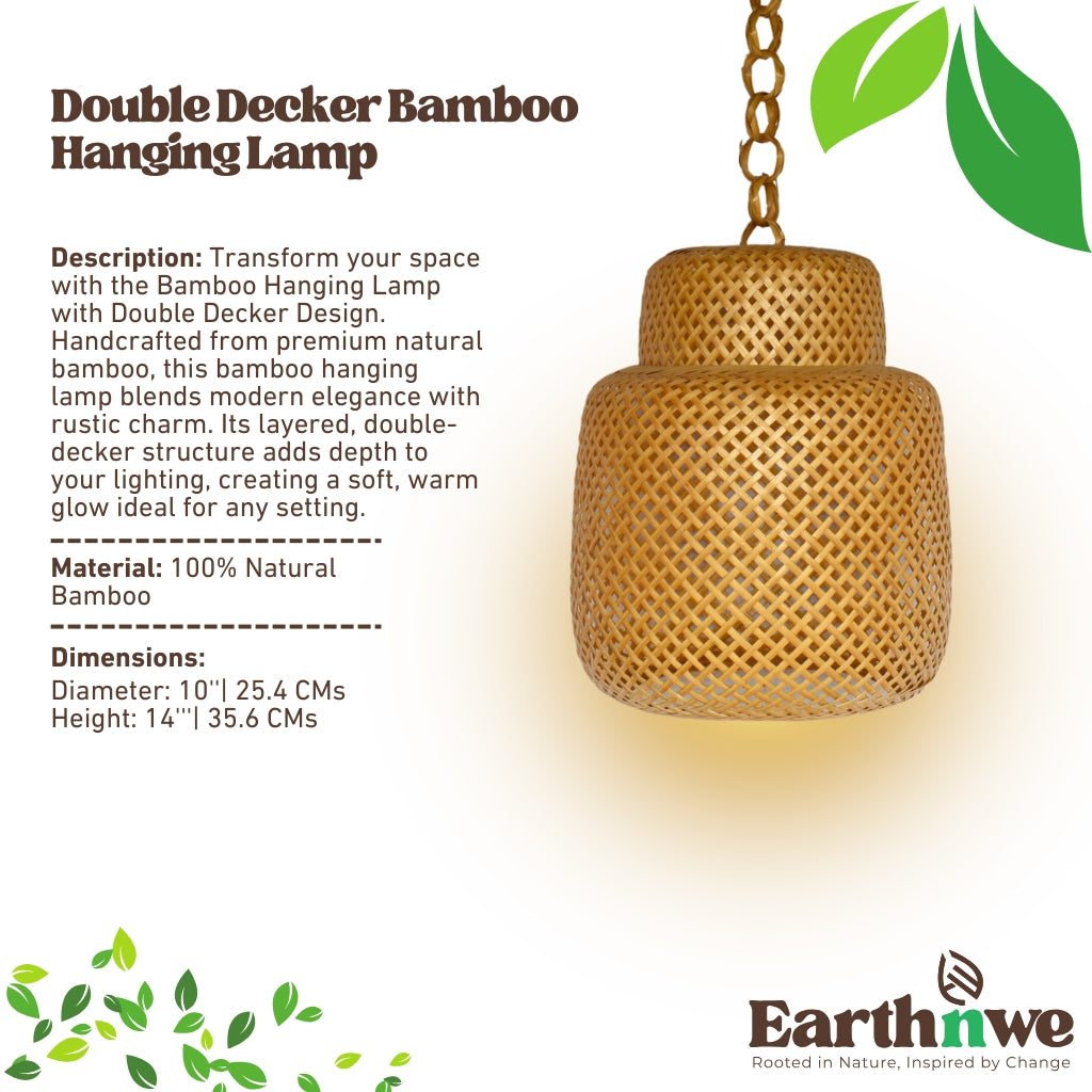 Double decker bamboo hanging lamp for decor