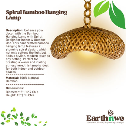 Spiral bamboo hanging lamp for indoor decor