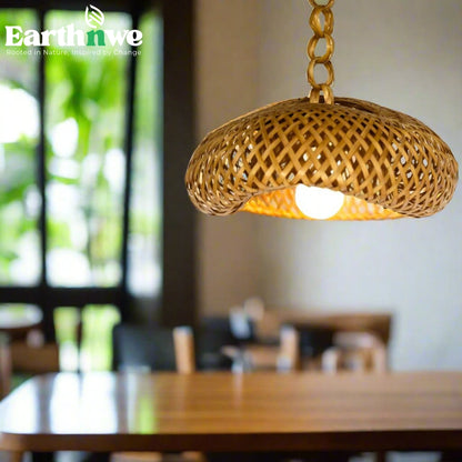 Spiral bamboo hanging lamp for indoor decor