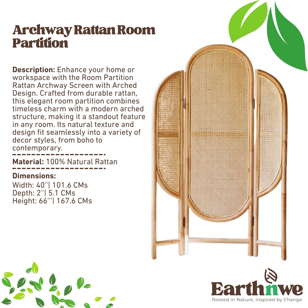 Rattan room partition with arched design