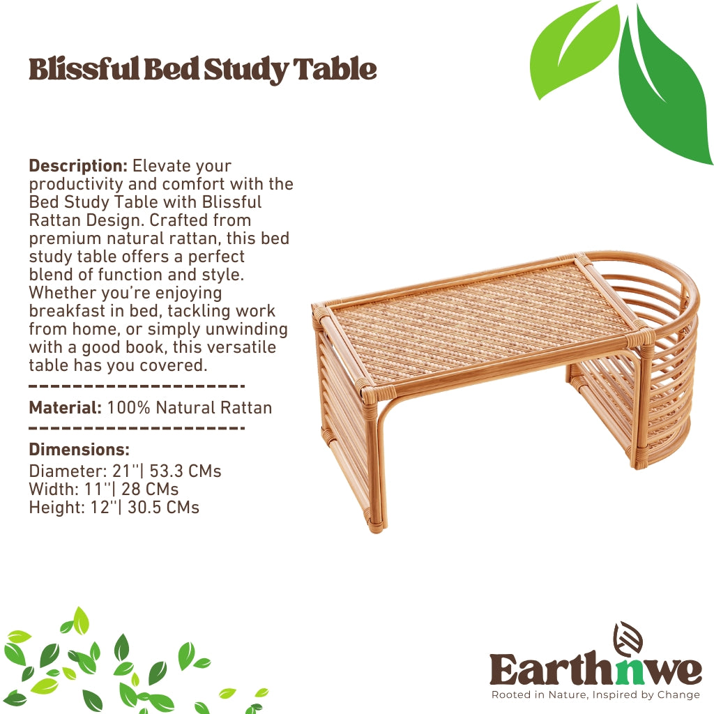 Bed study table with rattan design