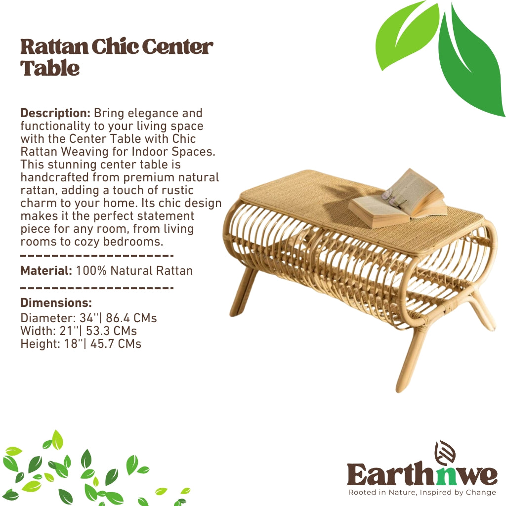 Center table with chic rattan weaving design