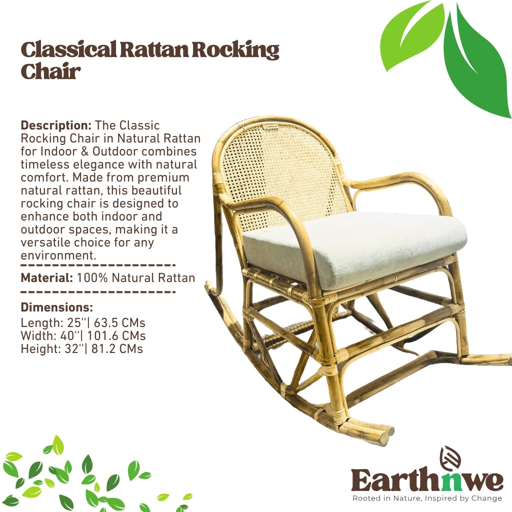 Natural rattan rocking chair for indoor use