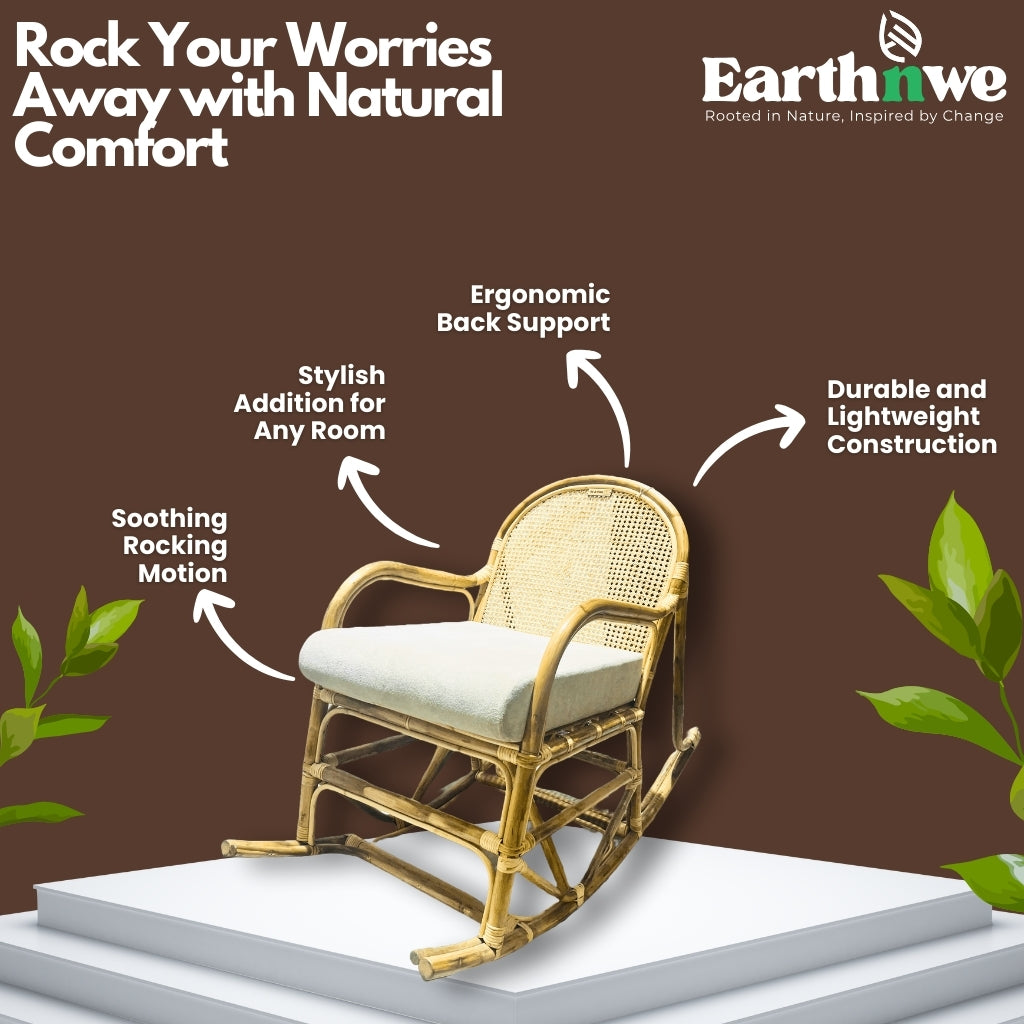 Natural rattan rocking chair for indoor use