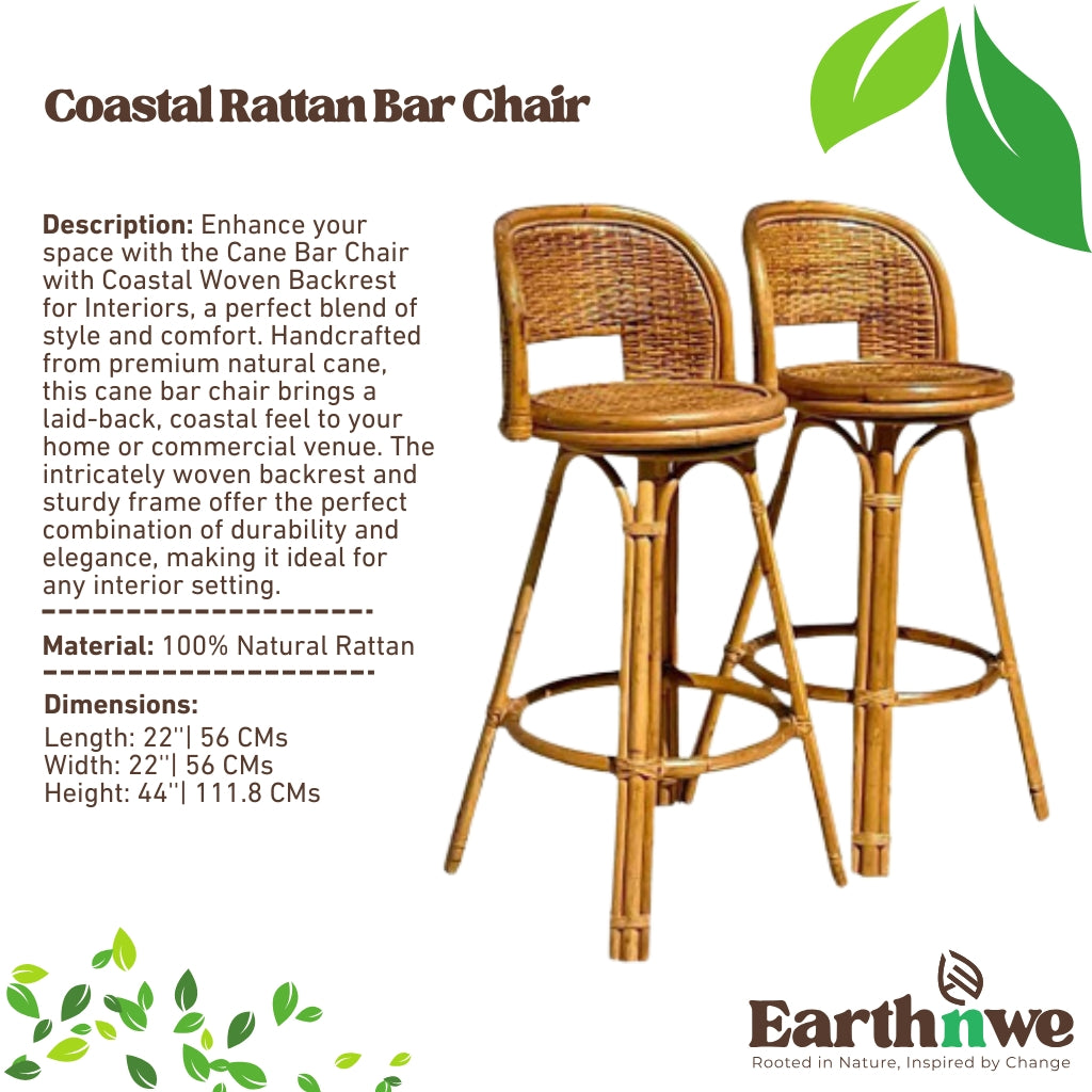 Cane bar chair with woven backrest