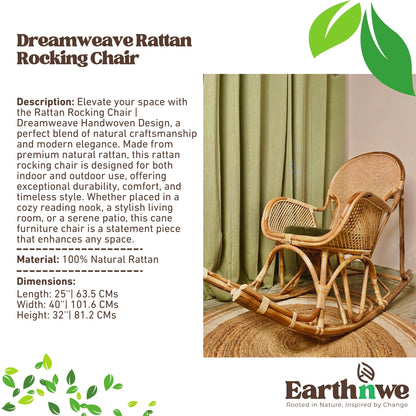 Handwoven rattan rocking chair for indoor comfort