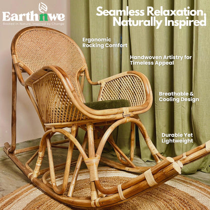 Handwoven rattan rocking chair for indoor comfort