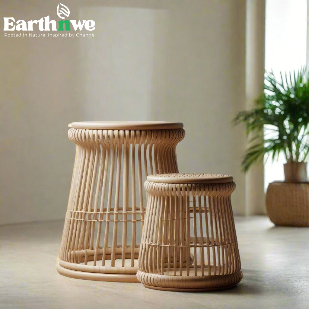 Cane stool with cylindrical design for seating