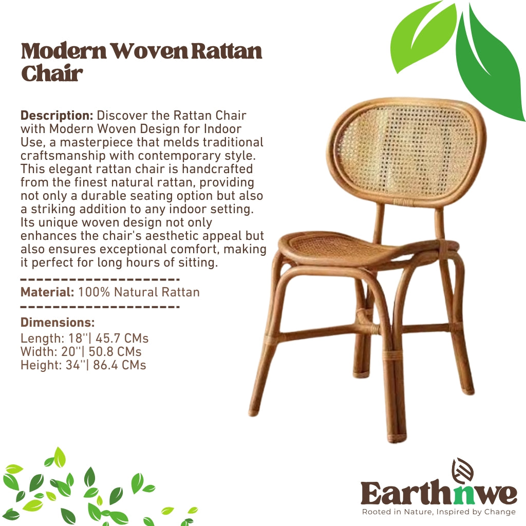 Rattan chair with modern woven design for indoor use