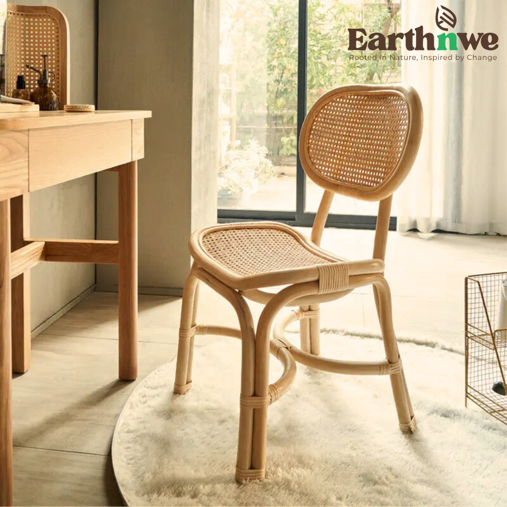 Rattan chair with modern woven design for indoor use