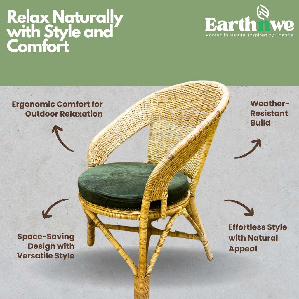 Natural rattan balcony chair for outdoor spaces