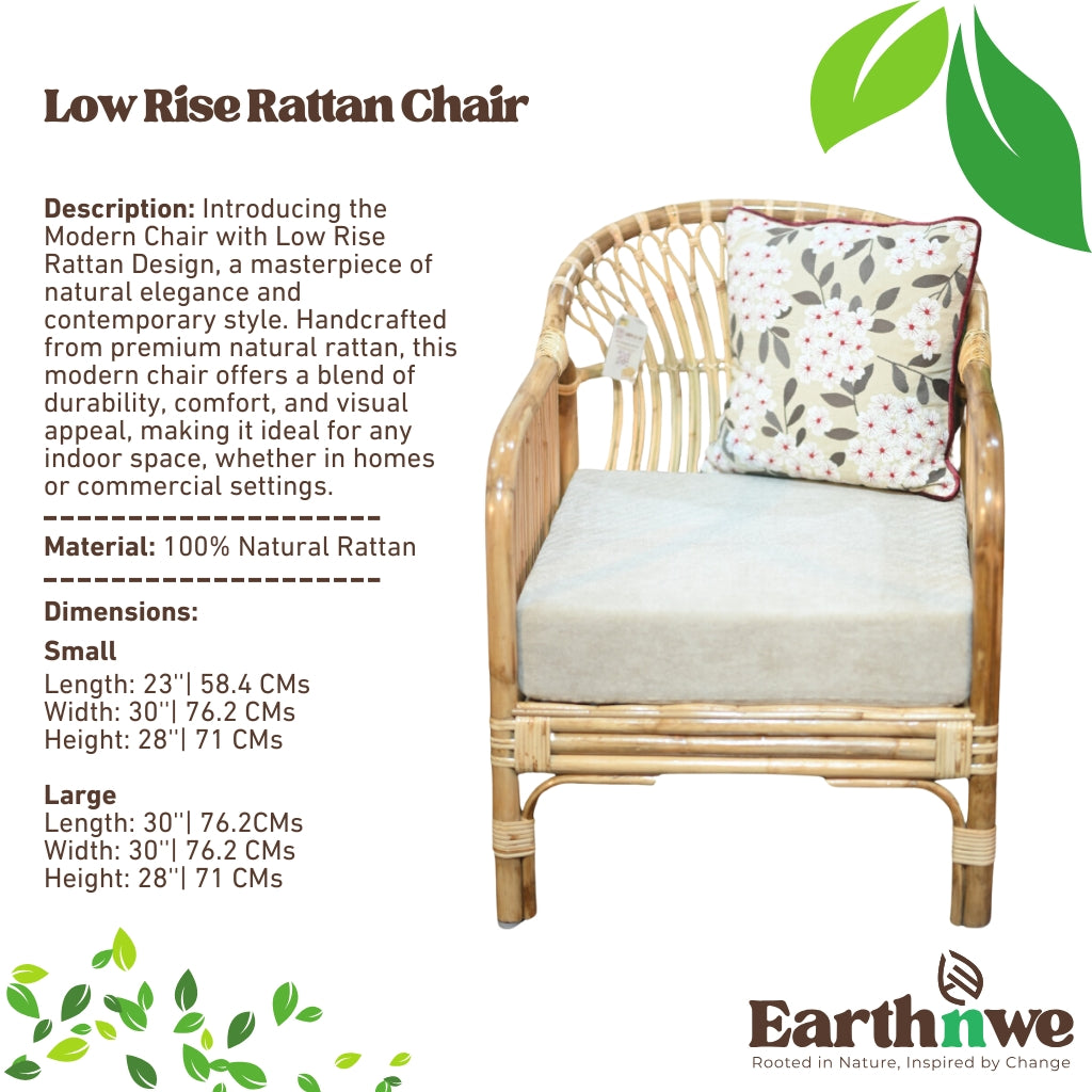 Modern chair with low-rise rattan design