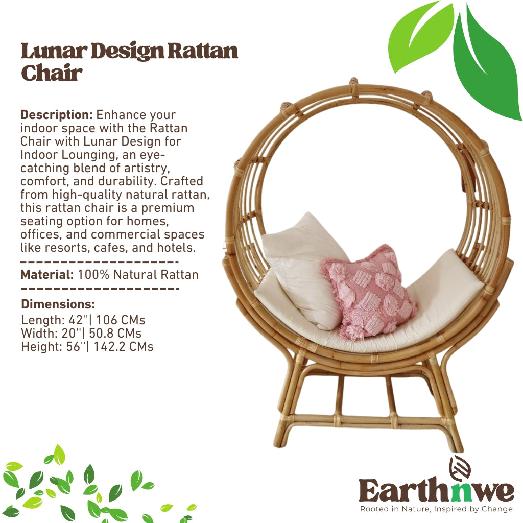 Rattan chair with lunar design for lounging