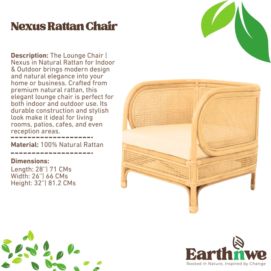 Natural rattan lounge chair for indoor use