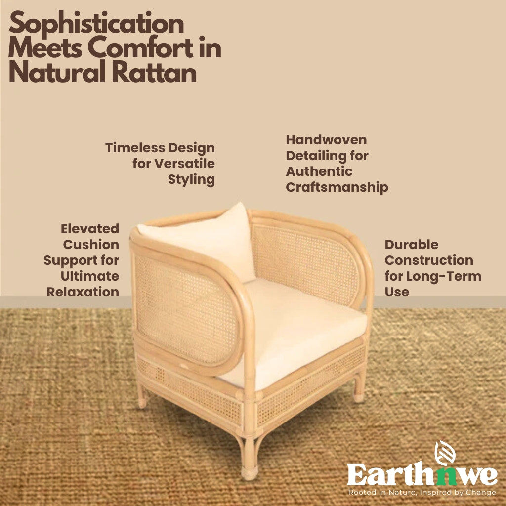 Natural rattan lounge chair for indoor use