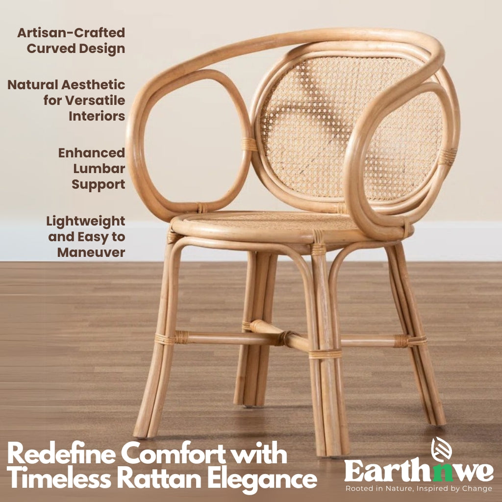 Natural cane furniture chair with oval backrest