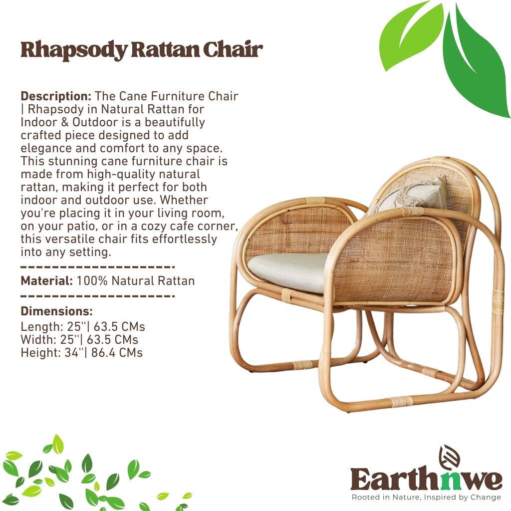 Natural cane furniture chair with oval backrest