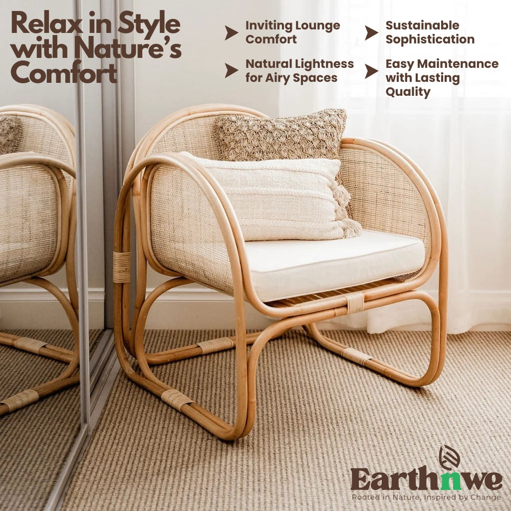 Natural cane furniture chair with oval backrest