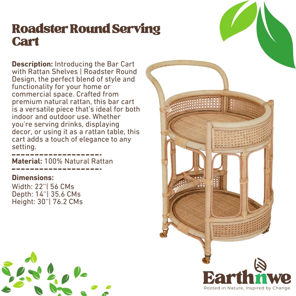 Rattan bar cart with round design