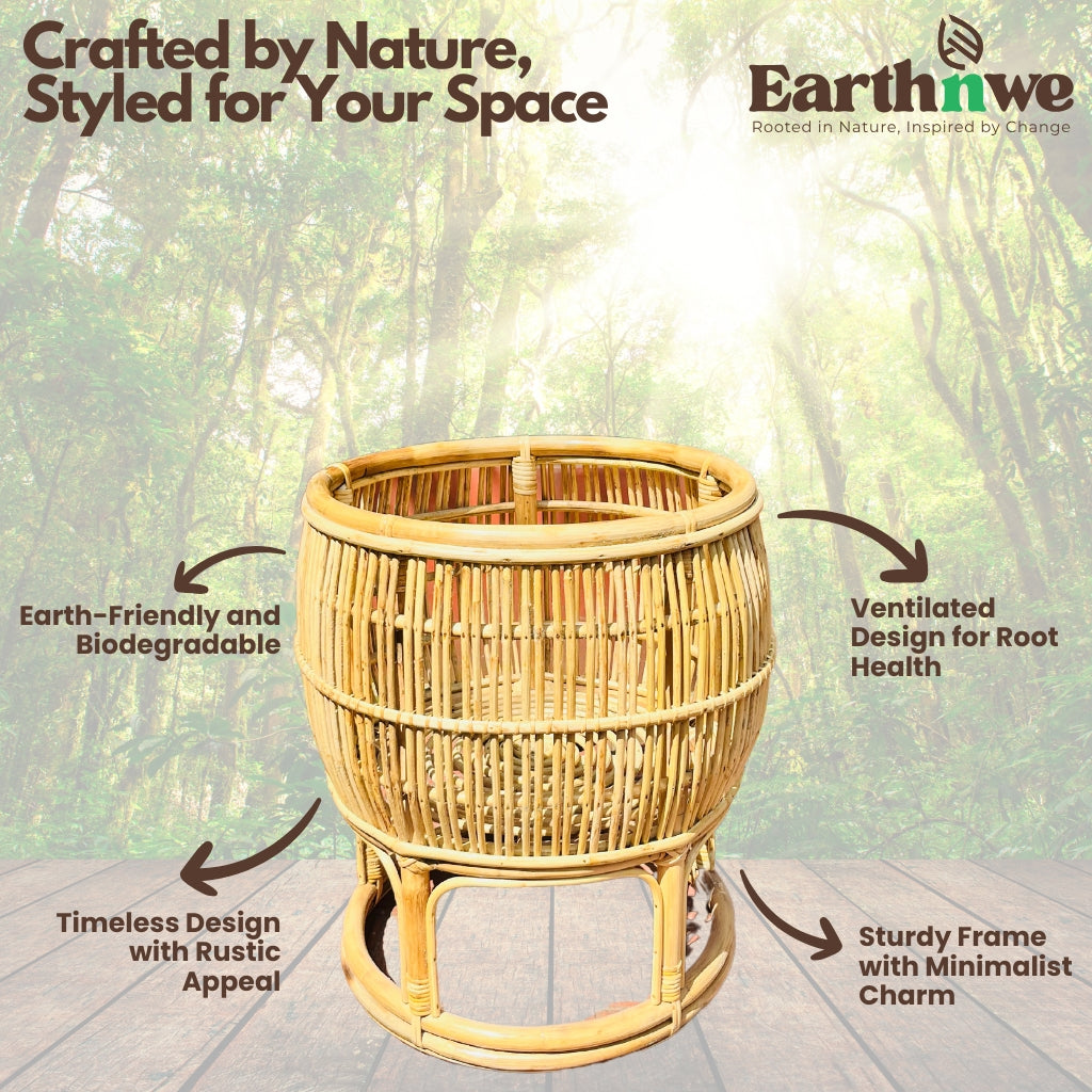 Round Rattan Planter for Indoor & Outdoor Decor