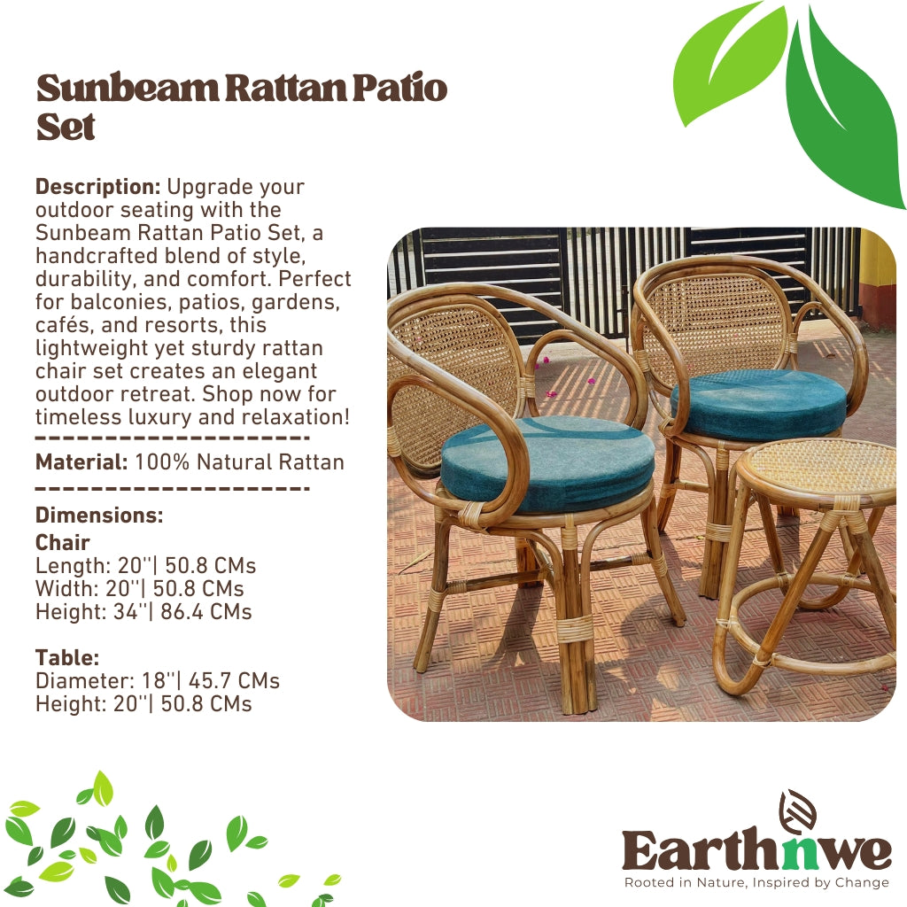 Stylish rattan patio set with chairs and table