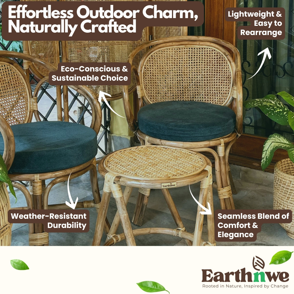 Stylish rattan patio set with chairs and table