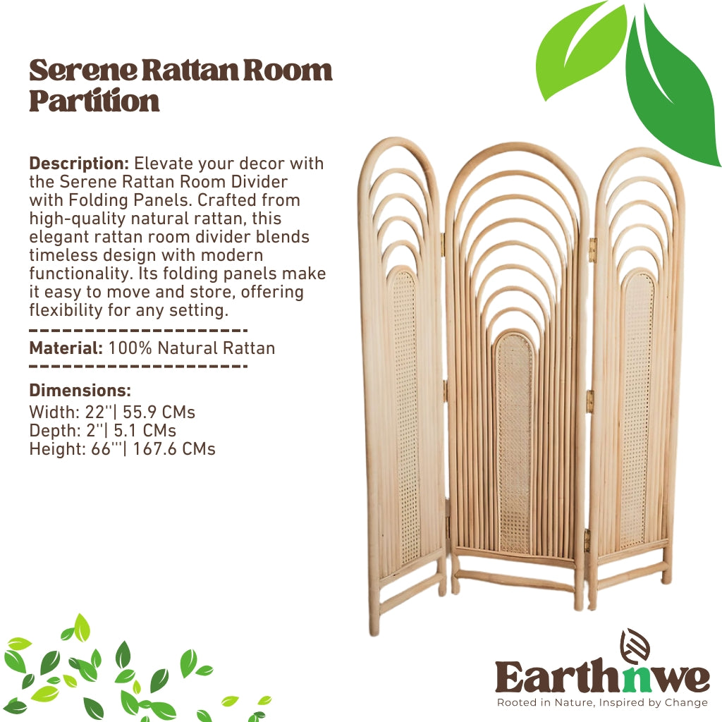 Elegant rattan room divider with folding panels