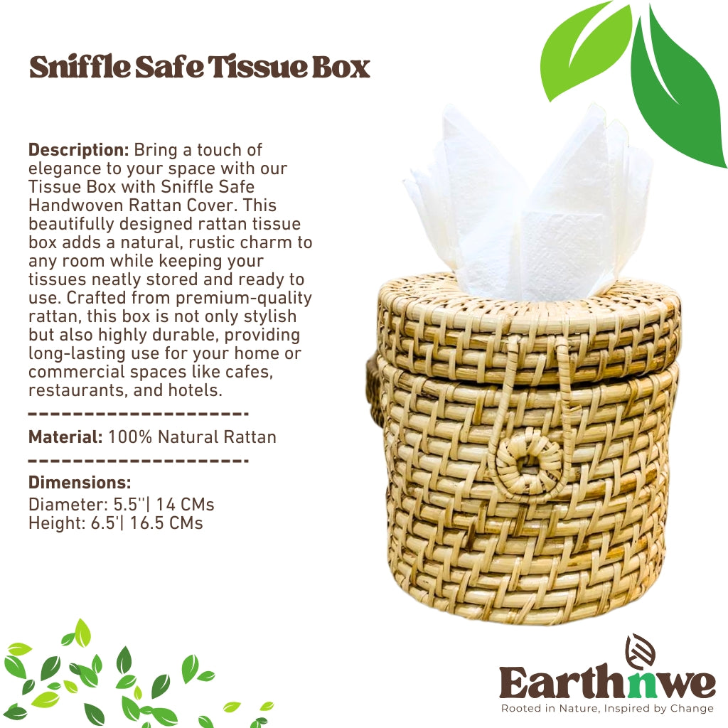 Handwoven rattan tissue box for home