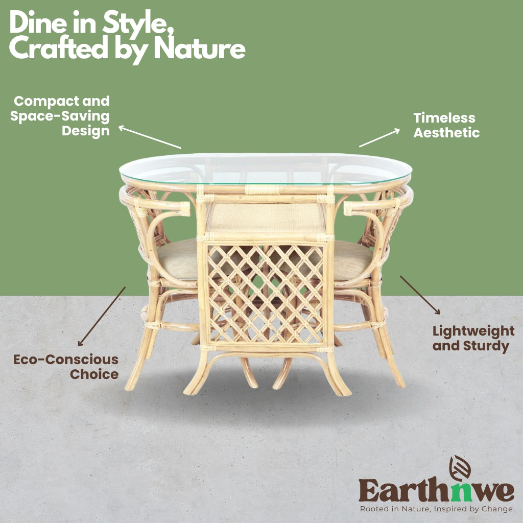 Twisted twine rattan dining table set for interiors