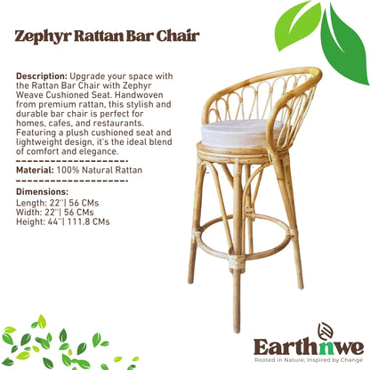 Rattan bar chair with zephyr weave backrest