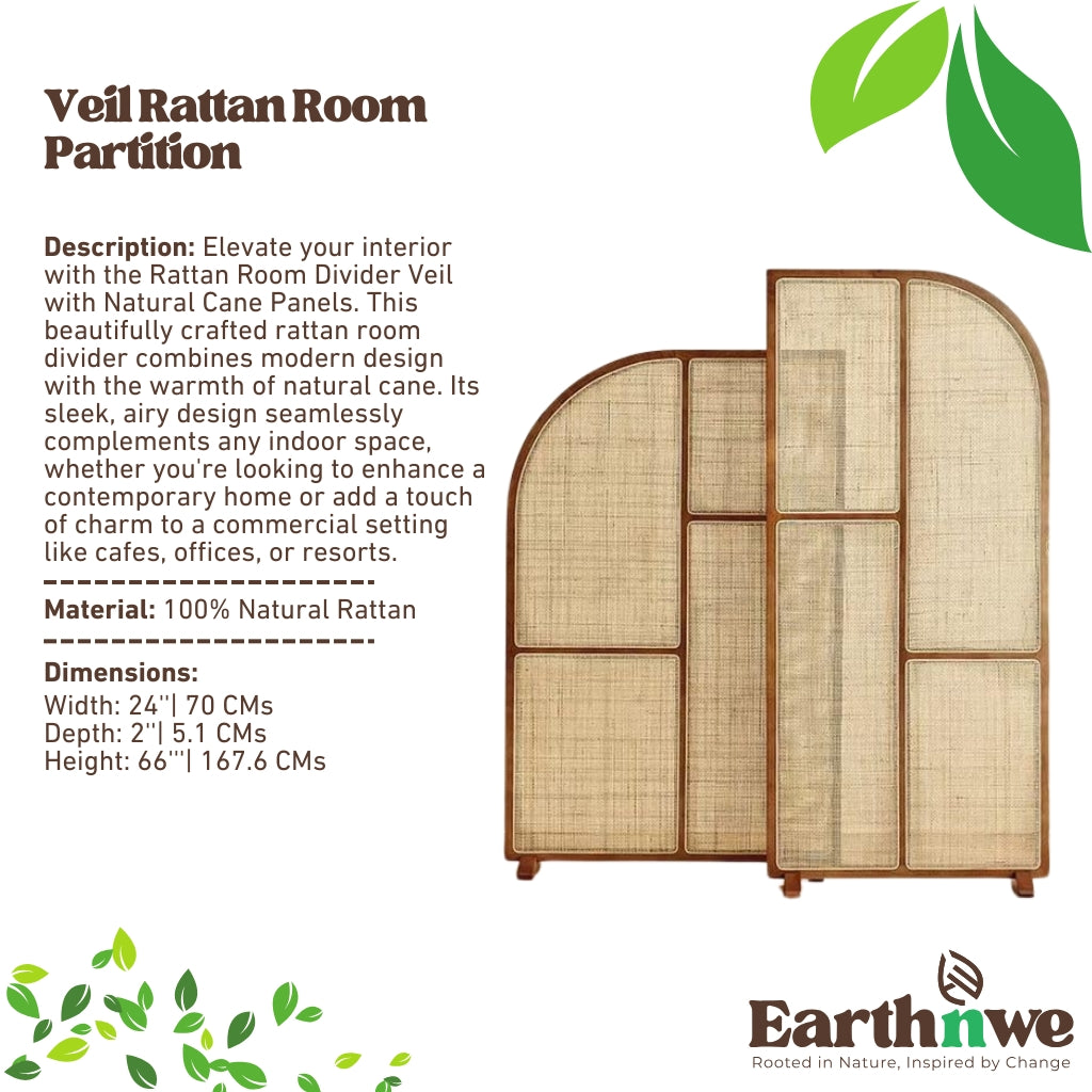 Rattan room divider with natural cane panels